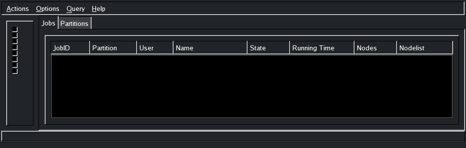 Cluster idle, jobs view